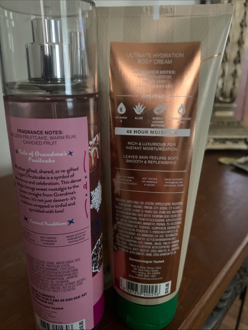 Bath & Body Works Cozy Vanilla Bourbon Body Cream - Cream & Green Accents - Picture 2 of 2